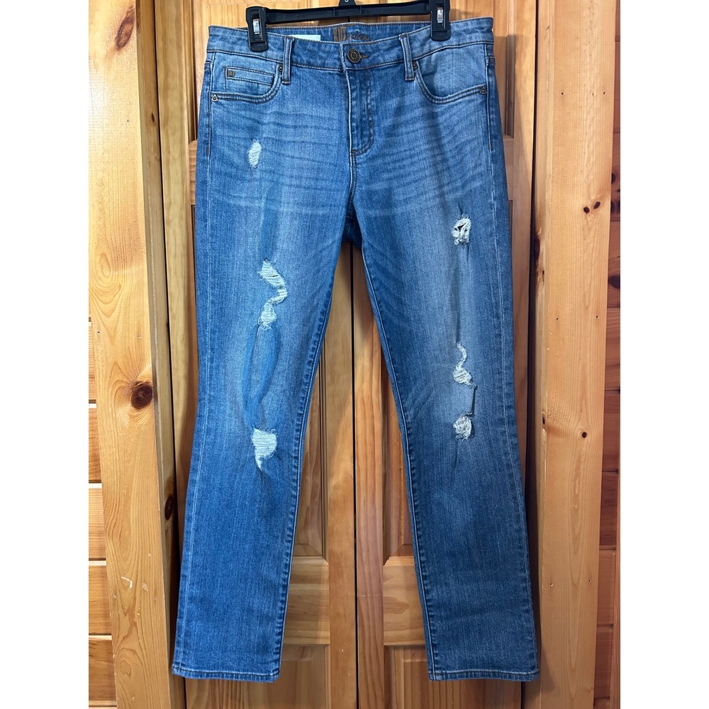 KUT From The Kloth Katy Boyfriend Jeans Women's Sz 10 Destroyed Thrashed